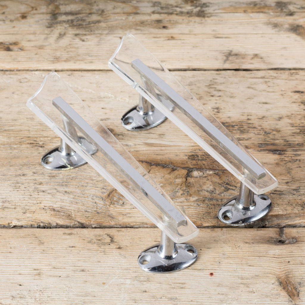 Pair of modern acrylic 'retro' cupboard handles,-103903