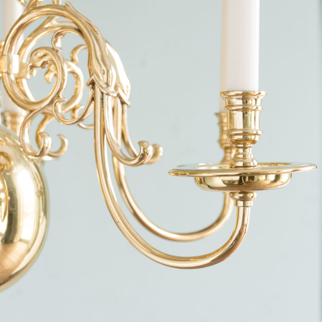 Two brass Flemish style chandeliers,-103927