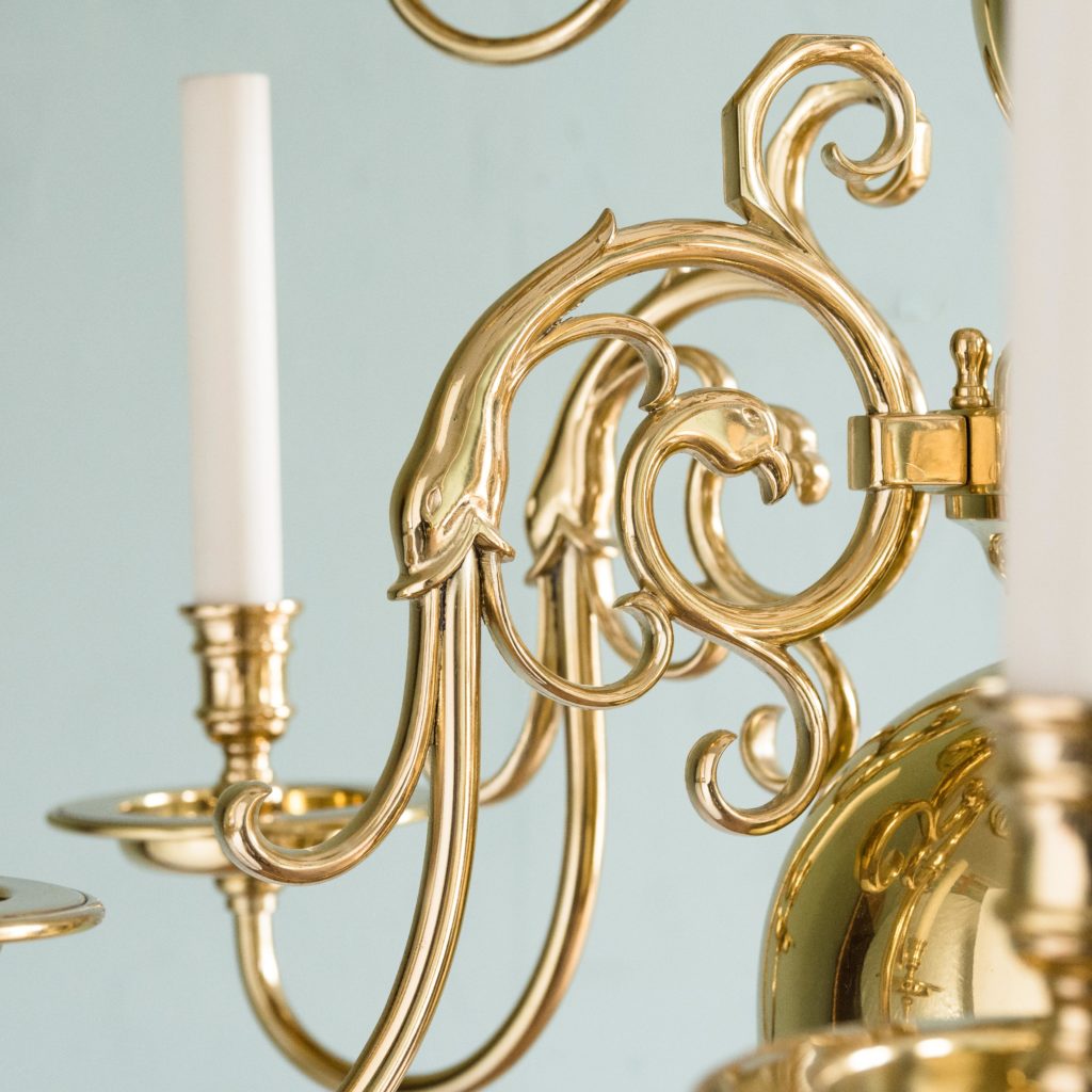 Two brass Flemish style chandeliers,-103924