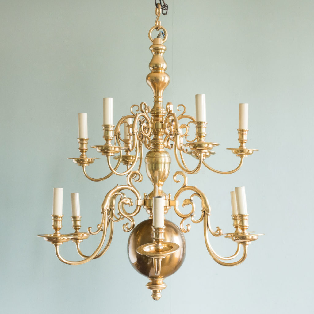 Brass Flemish style chandelier,-0