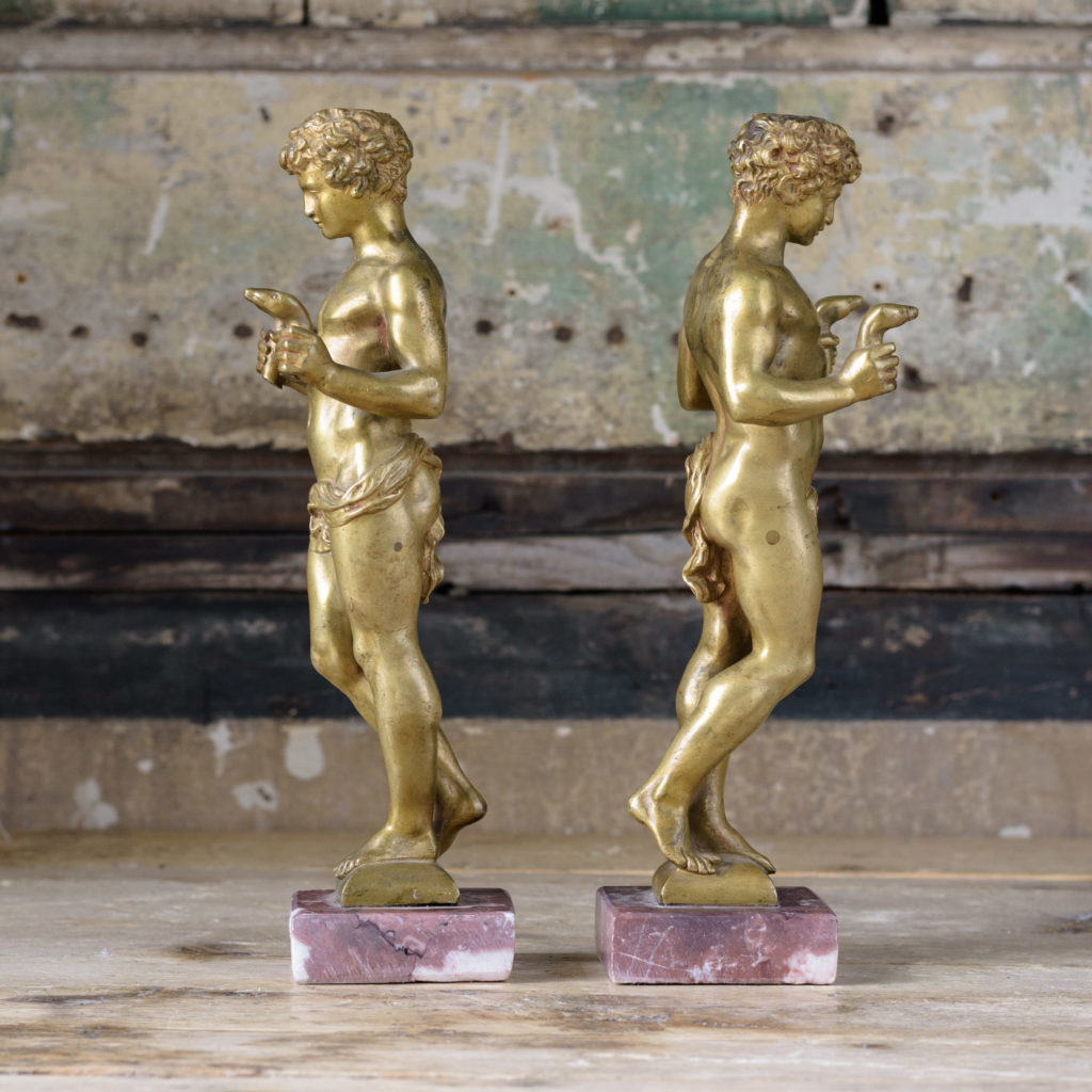 Pair of French gilt-bronze statues of young Hercules,-104034