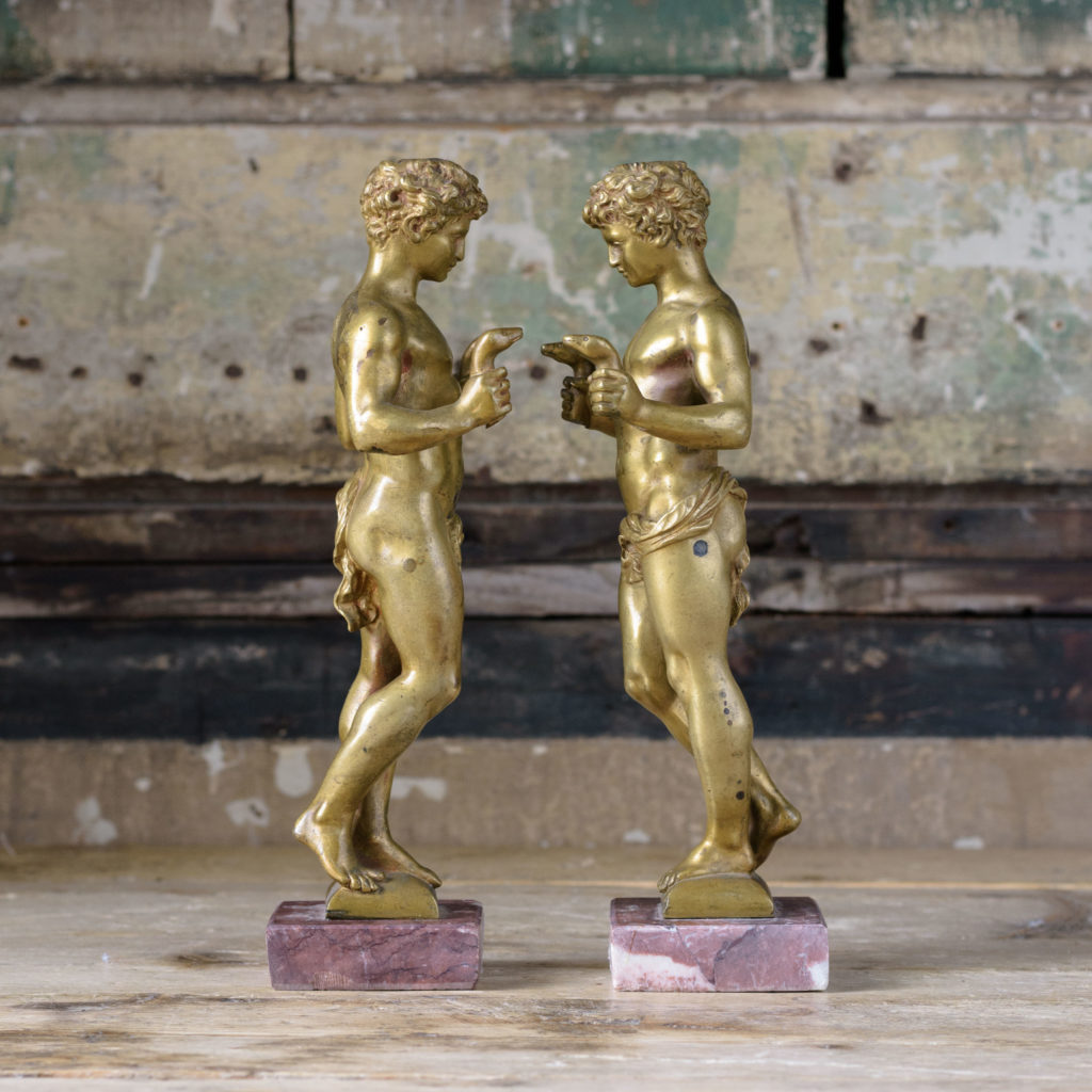 Pair of French gilt-bronze statues of young Hercules,-104026