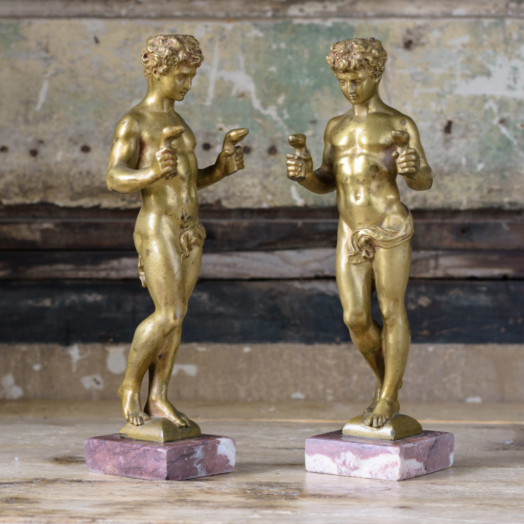 Pair of French gilt-bronze statues of young Hercules,-104024