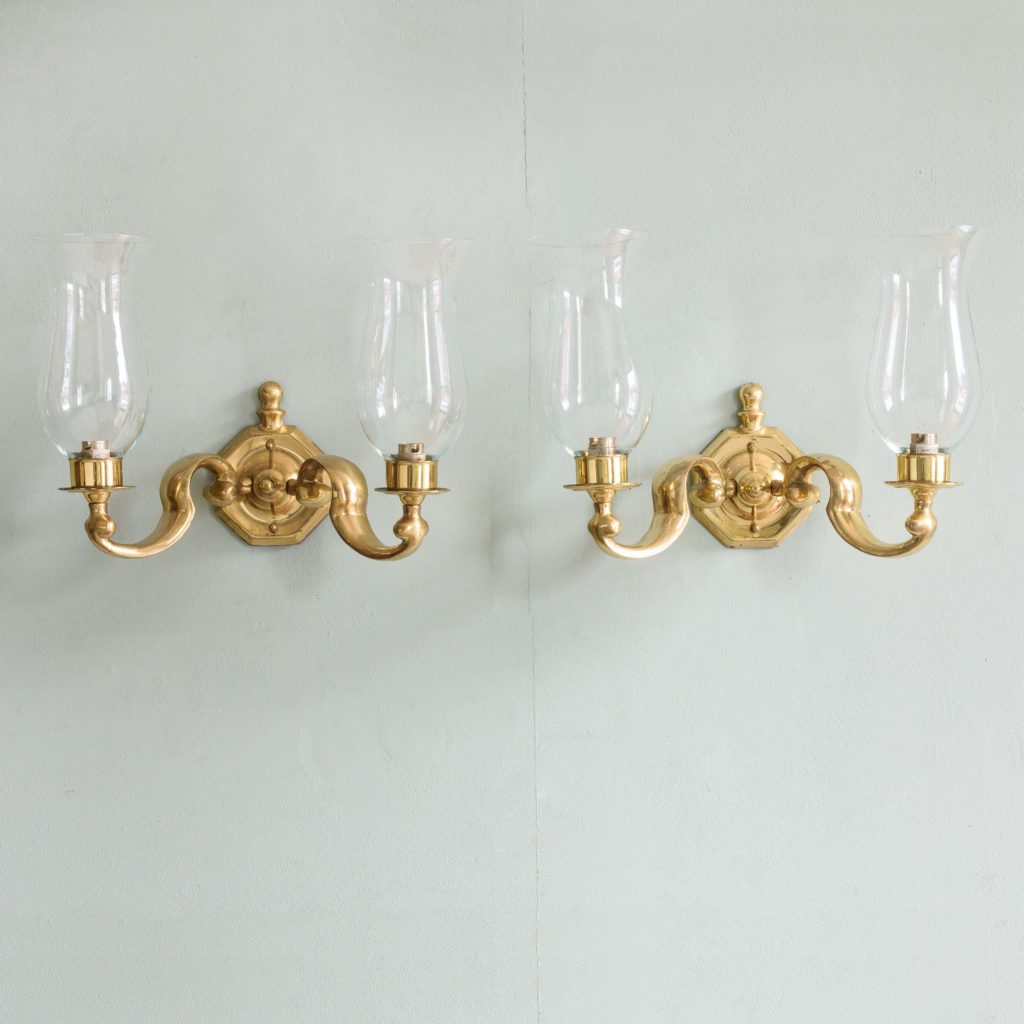 Scrolled brass wall lights,-105132