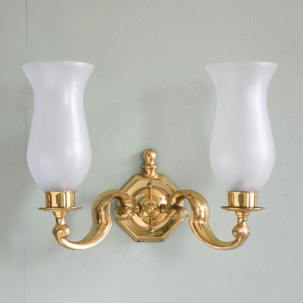 Scrolled brass wall lights,-105128