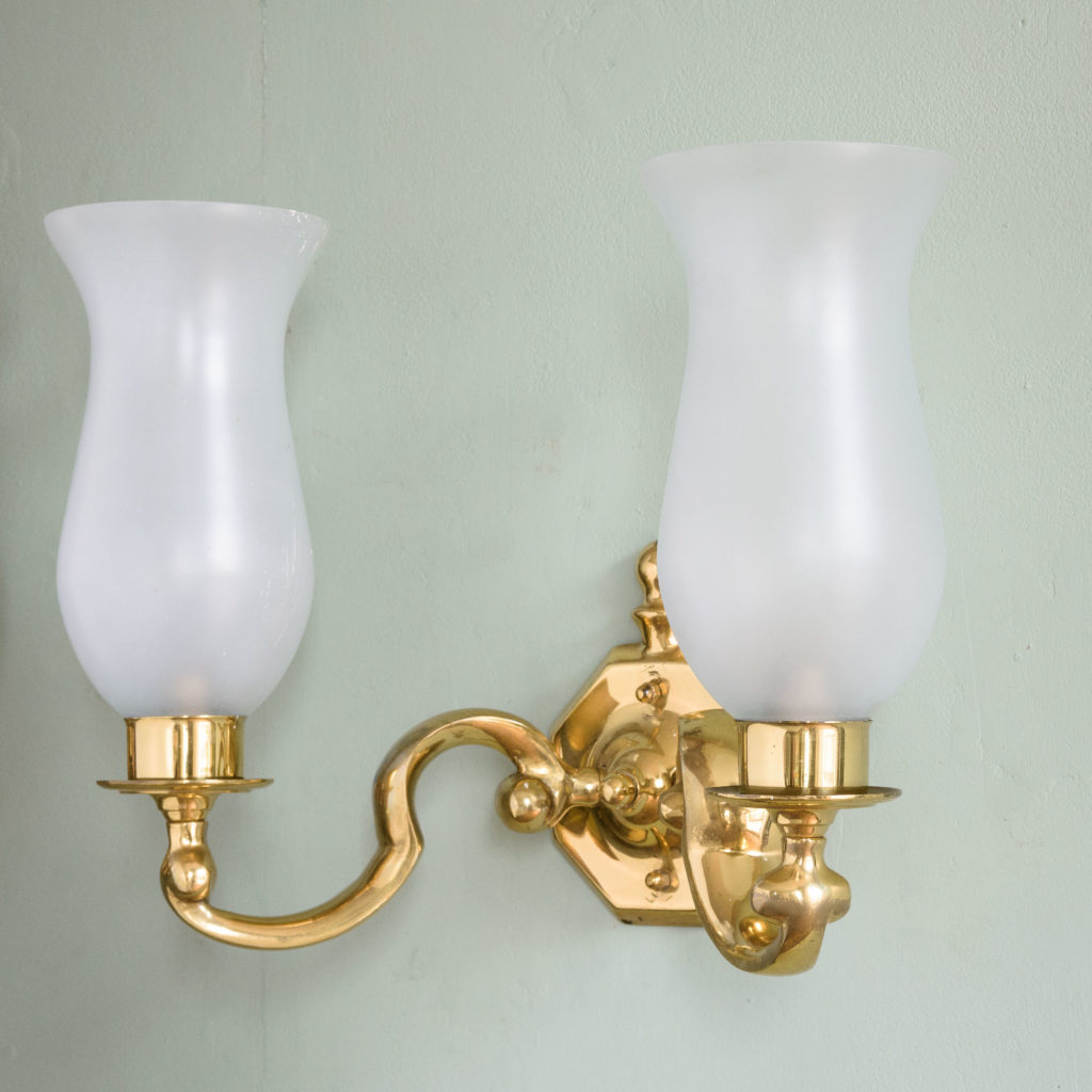 Scrolled brass wall lights,-105131