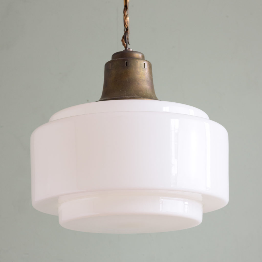 Large 1930's opaline pendant lights,-105709