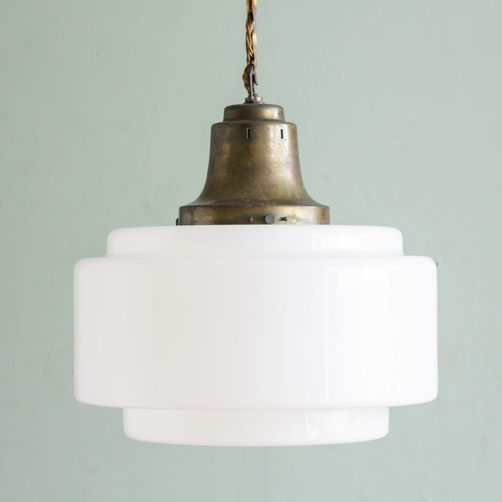 Large 1930's opaline pendant lights,-0