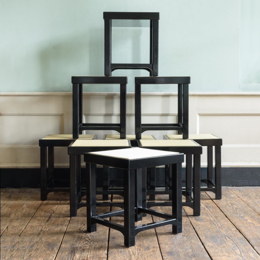 Black lacquer stools,-0