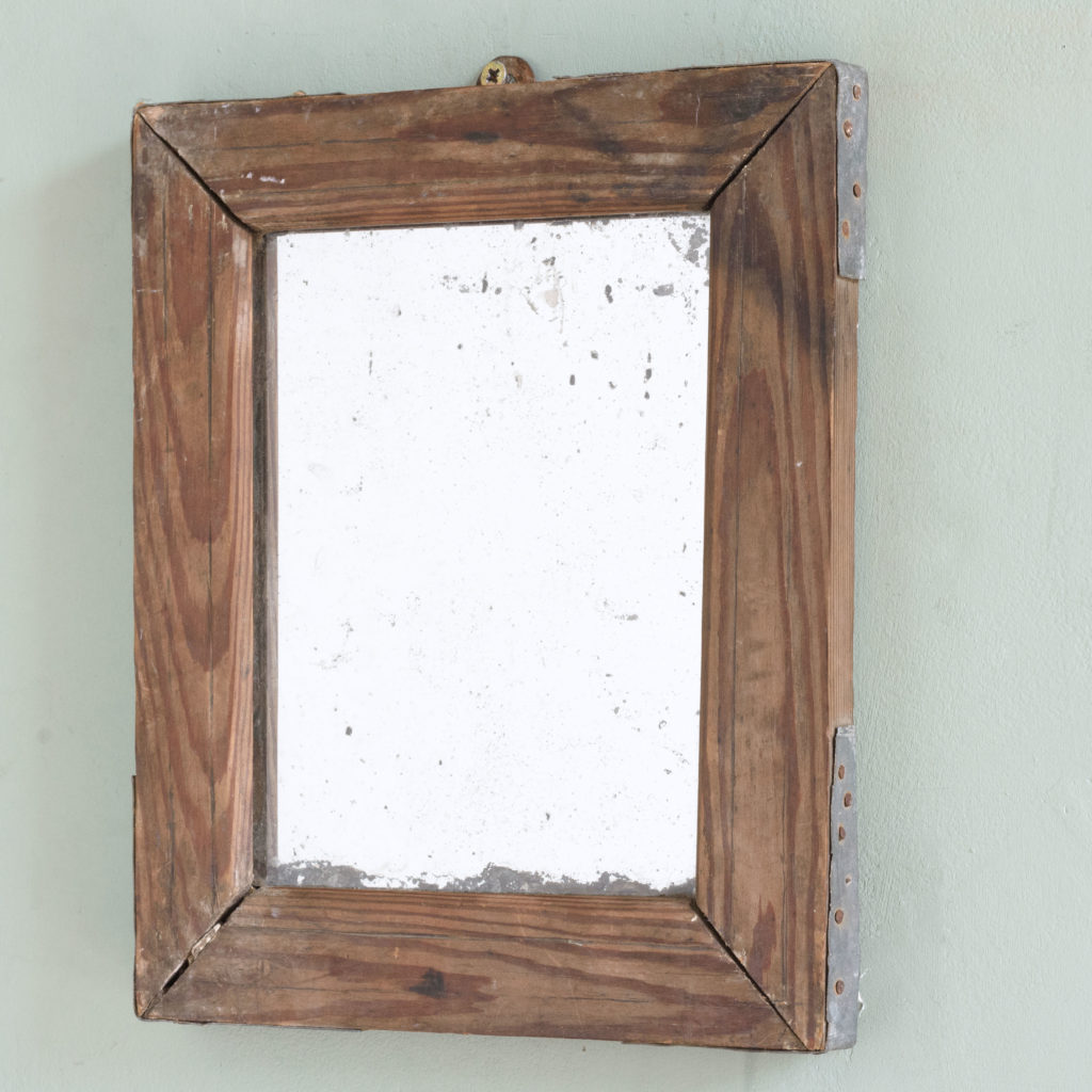 Small French pine framed mirror,-106074