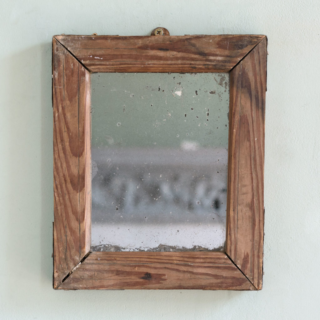 Small French pine framed mirror,-0
