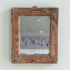Small French pine framed mirror,-0