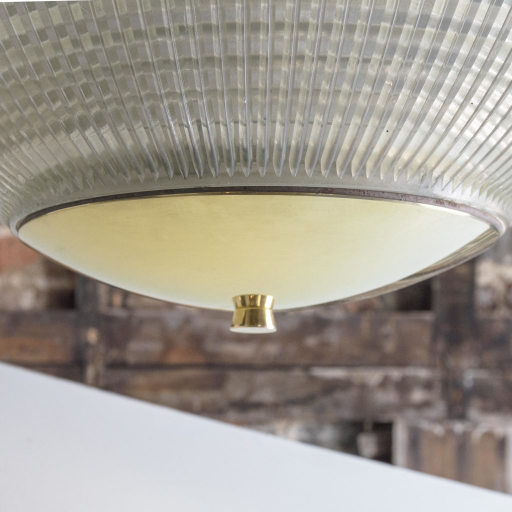 Large French Holophane globe pendant lights,-106847