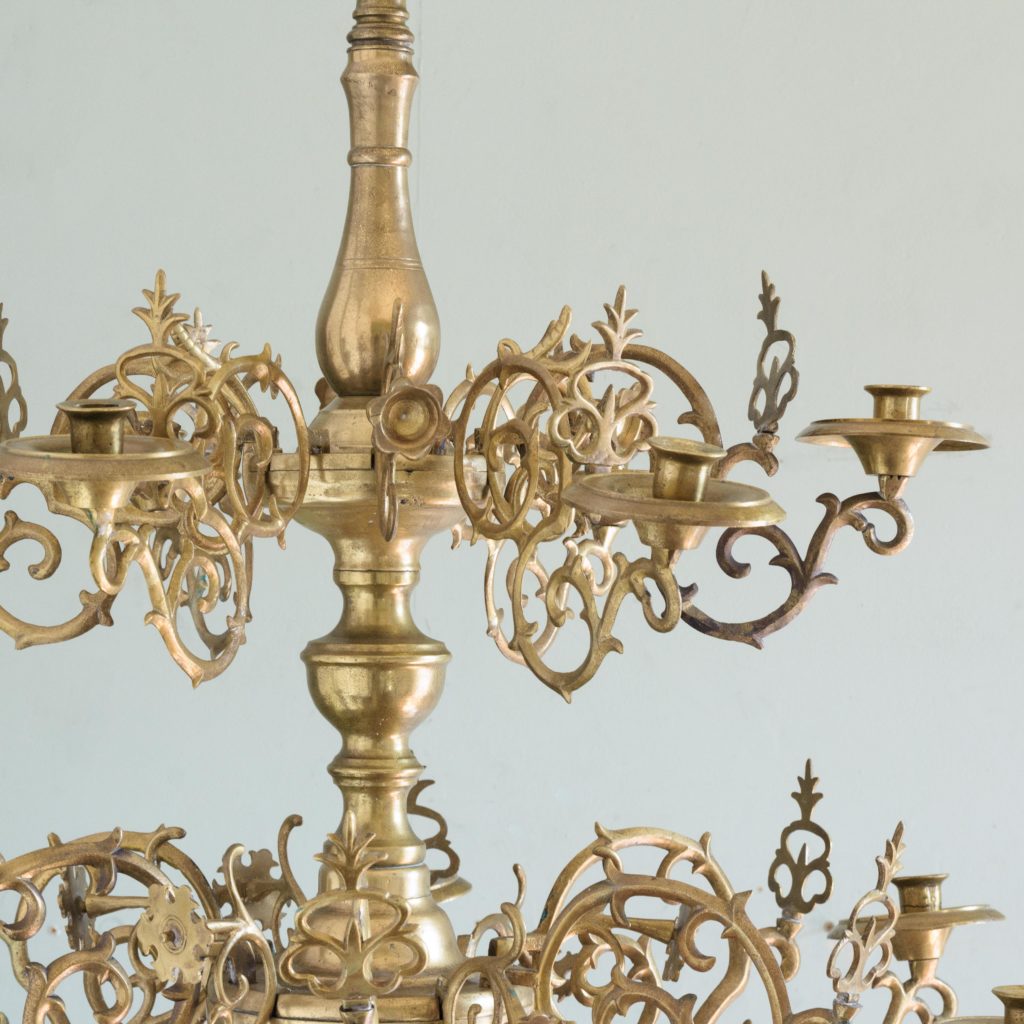 Nineteenth century brass twelve light candle chandelier,-106546