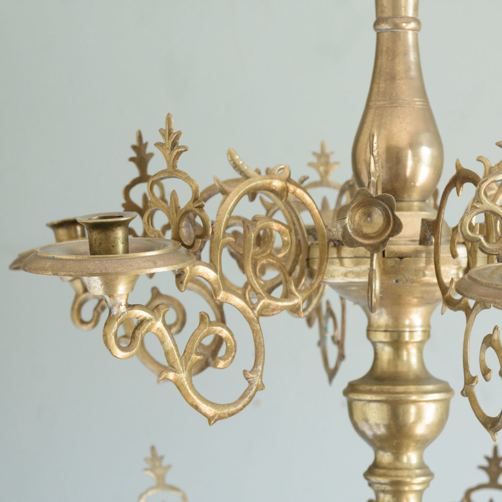 Nineteenth century brass twelve light candle chandelier,-106545