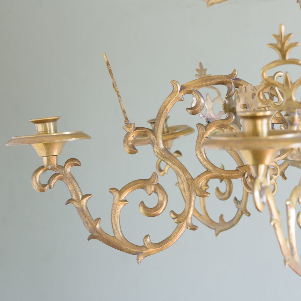 Nineteenth century brass twelve light candle chandelier,-106543