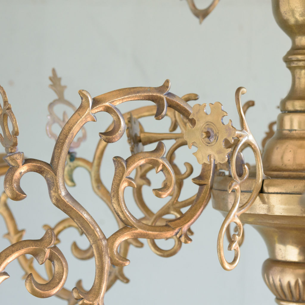 Nineteenth century brass twelve light candle chandelier,-106540