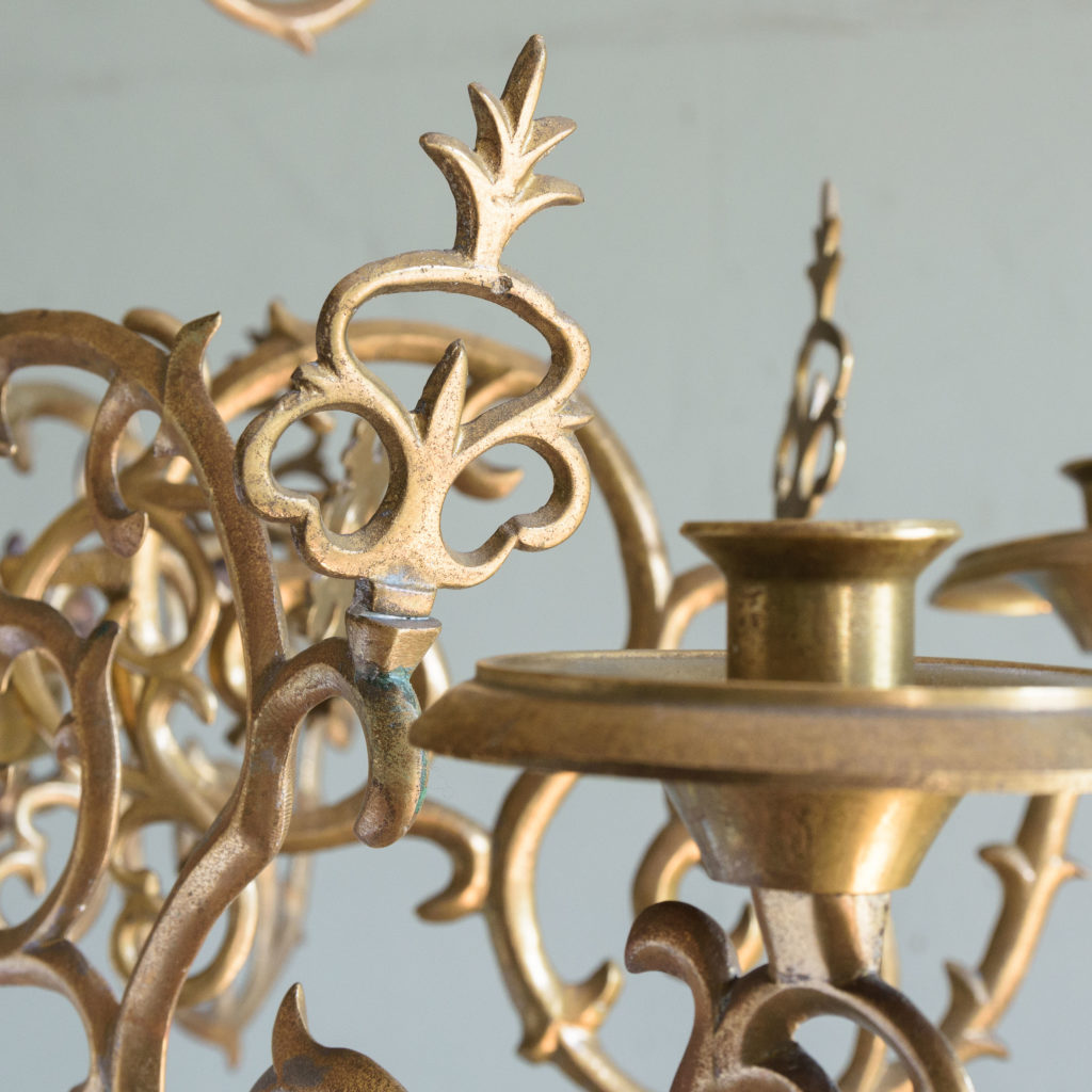 Nineteenth century brass twelve light candle chandelier,-106538