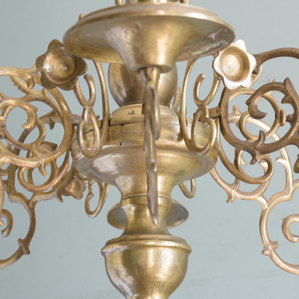 Nineteenth century brass twelve light candle chandelier,-106536