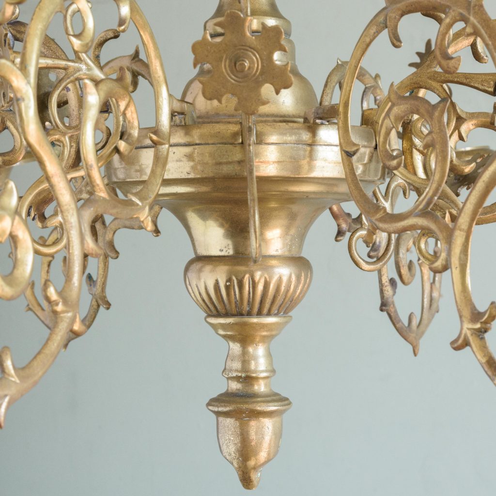 Nineteenth century brass twelve light candle chandelier,-106537