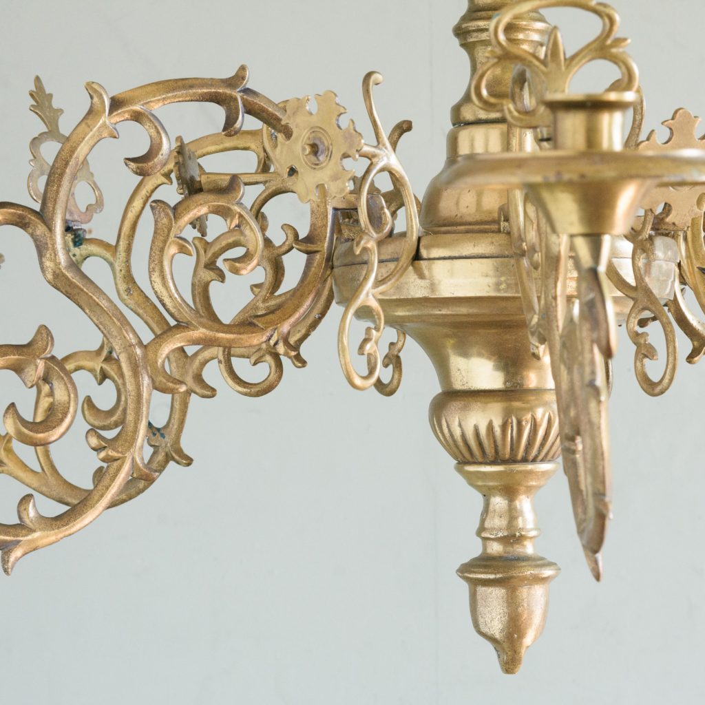 Nineteenth century brass twelve light candle chandelier,-106544