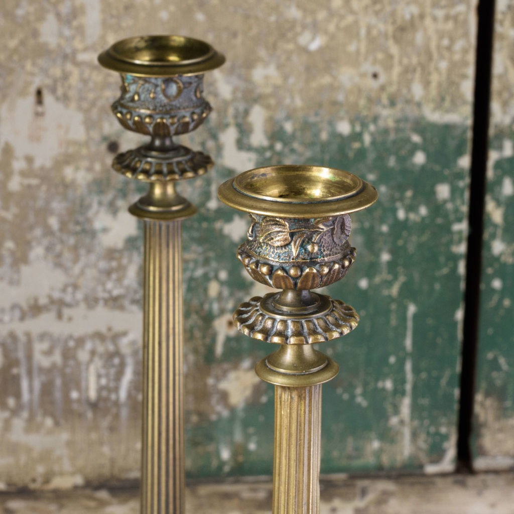 Pair of nineteenth century French brass candlesticks,-106839