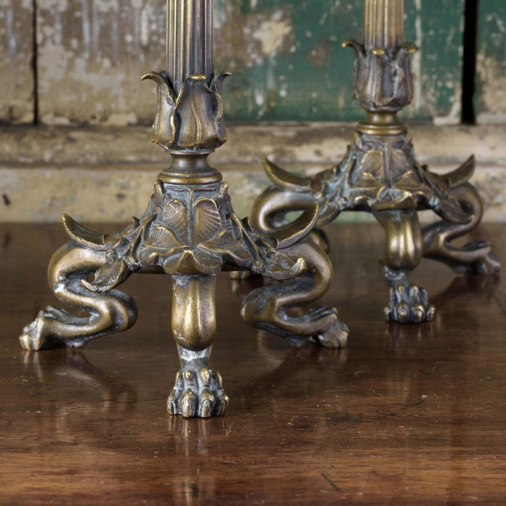 Pair of nineteenth century French brass candlesticks,-106843