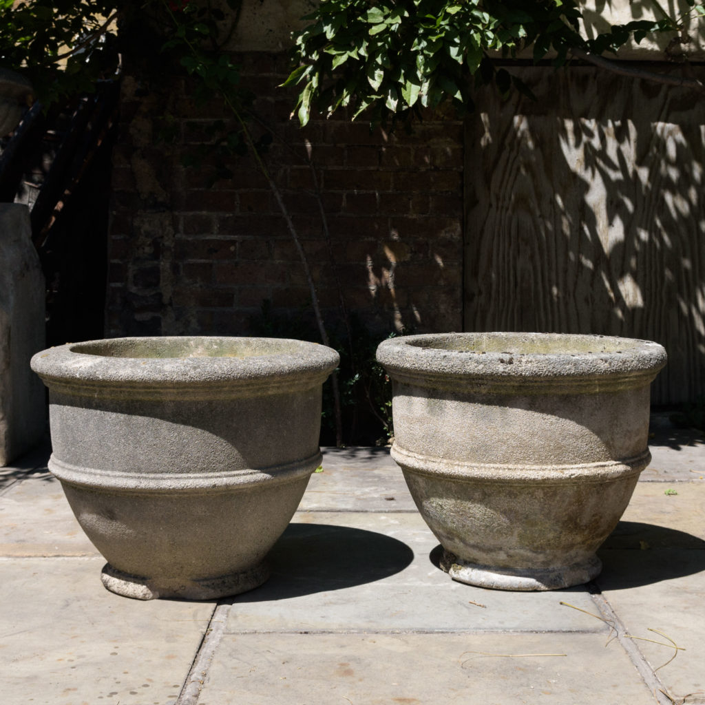 Pair of reconstituted stone garden planters,-0
