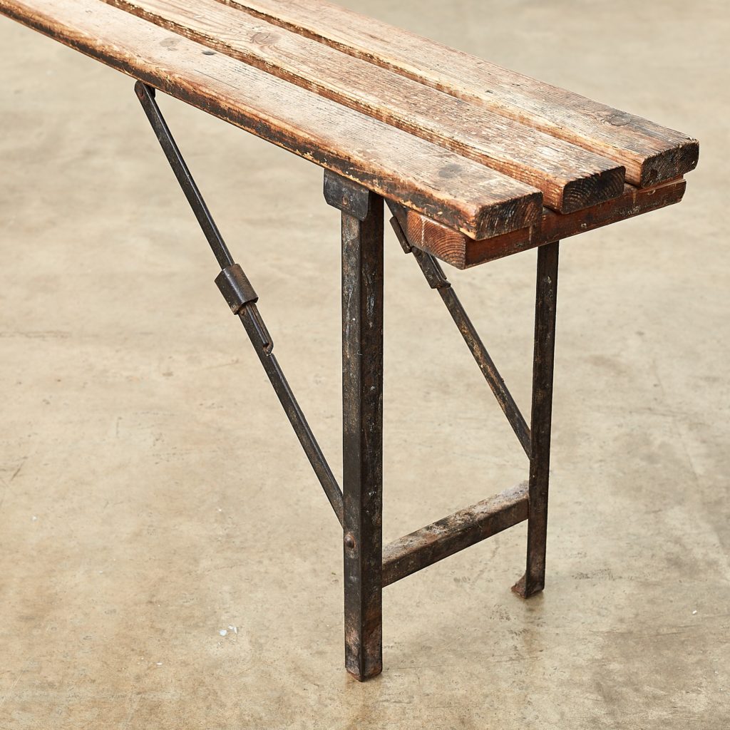 Distressed German pine beer hall benches,-107484