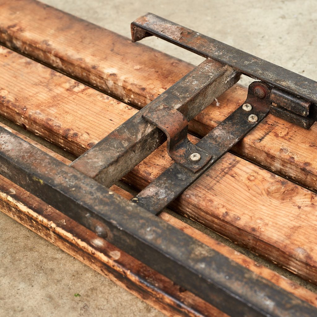 Distressed German pine beer hall benches,-107489