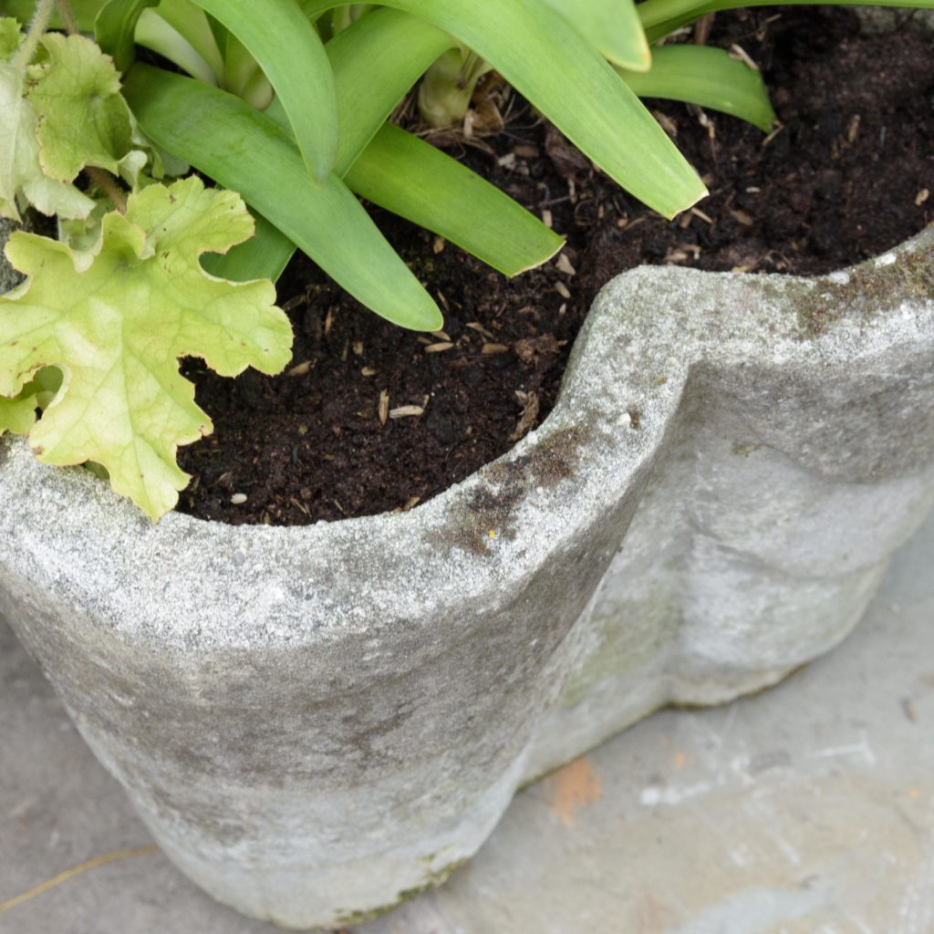 Four quatrefoil composition stone planters,-107289