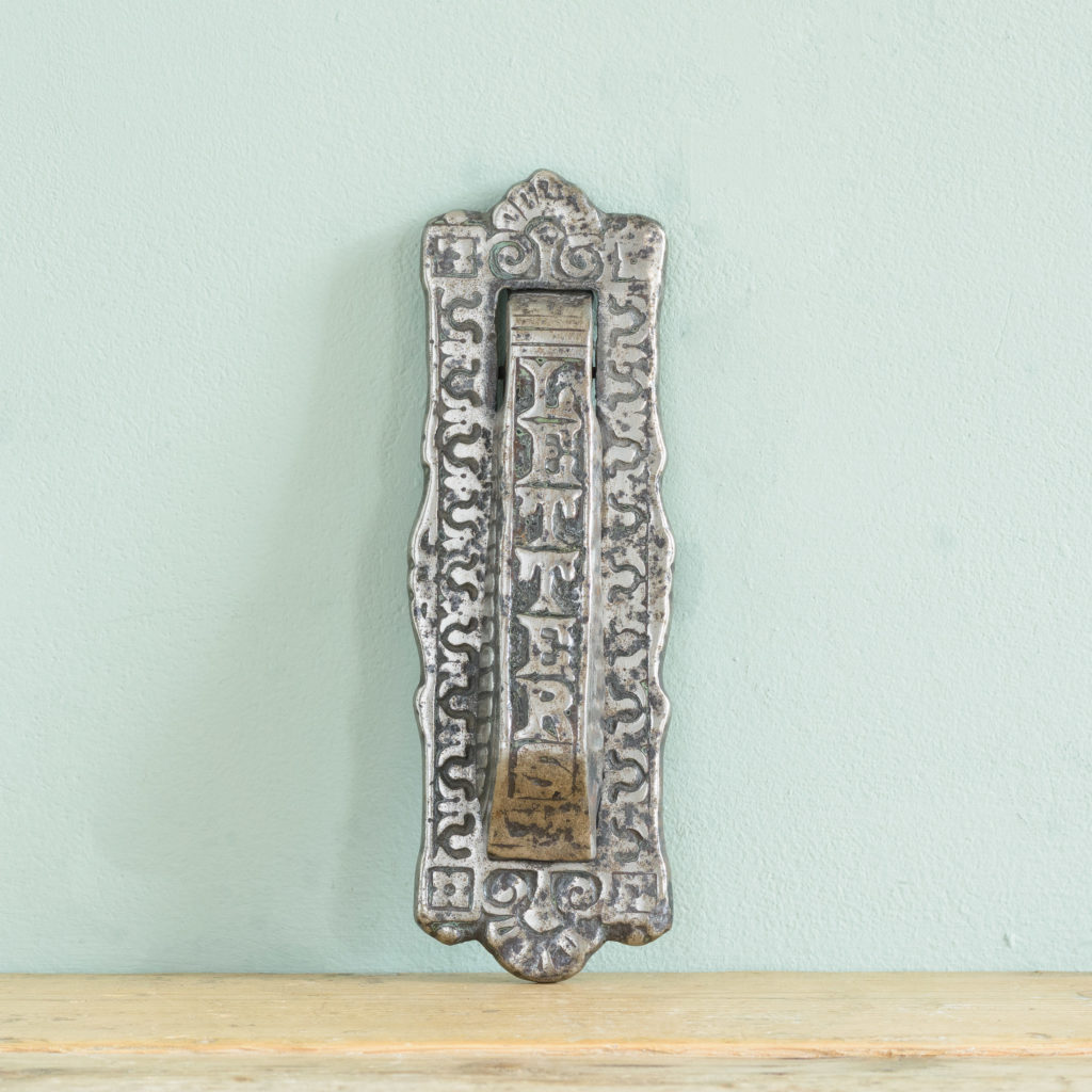 Late Victorian cast iron letterplate,-0