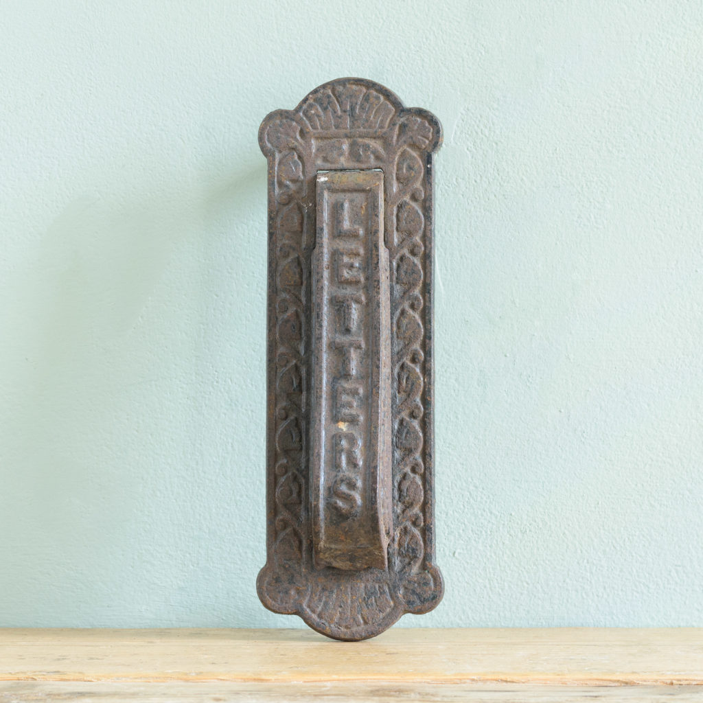 Late Victorian cast iron letterplate,-0