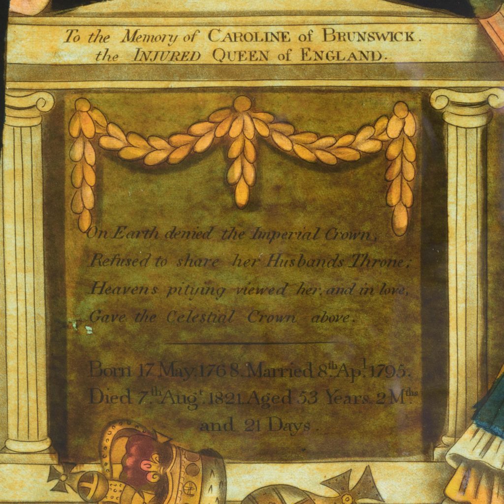 Rare example of a reversed engraving on glass, depicting Caroline of Brunswick, made c1821-108736