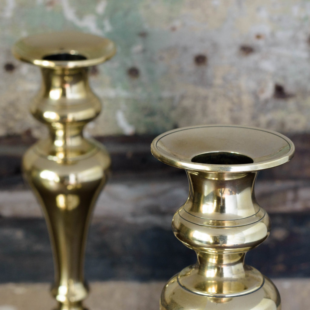 Pair of nineteenth century brass candlesticks,-109251