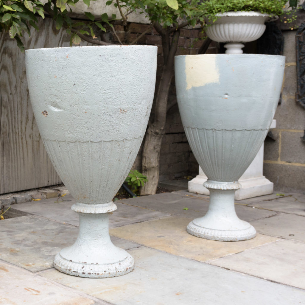 Large pair of cast iron garden urns, -109568