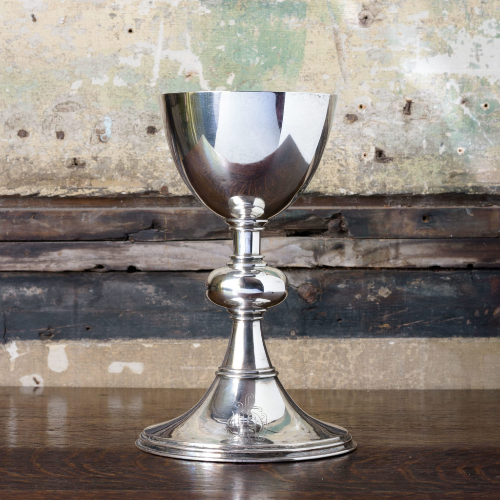 Pair of late nineteenth century silver communion chalices,-109585