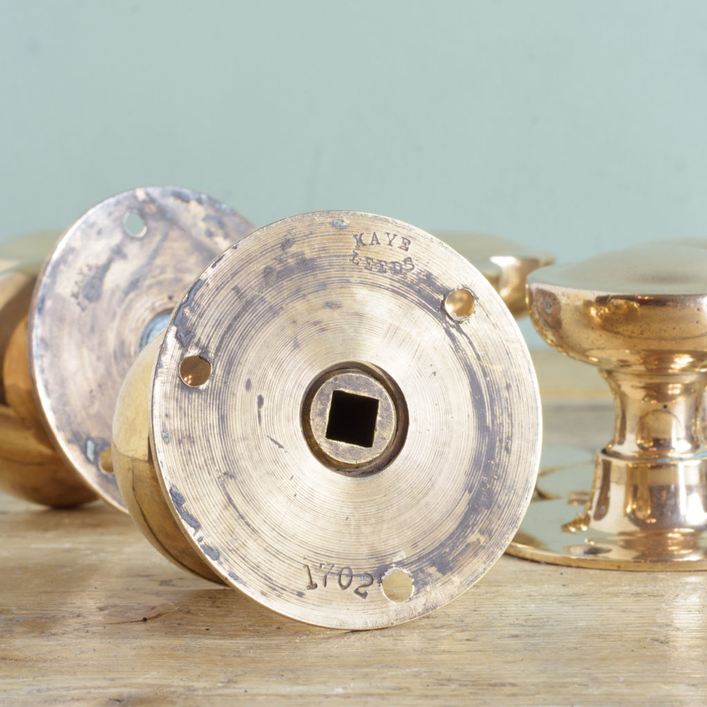 Early twentieth century rose brass door knobs,-110577