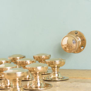 Early twentieth century rose brass door knobs,-0