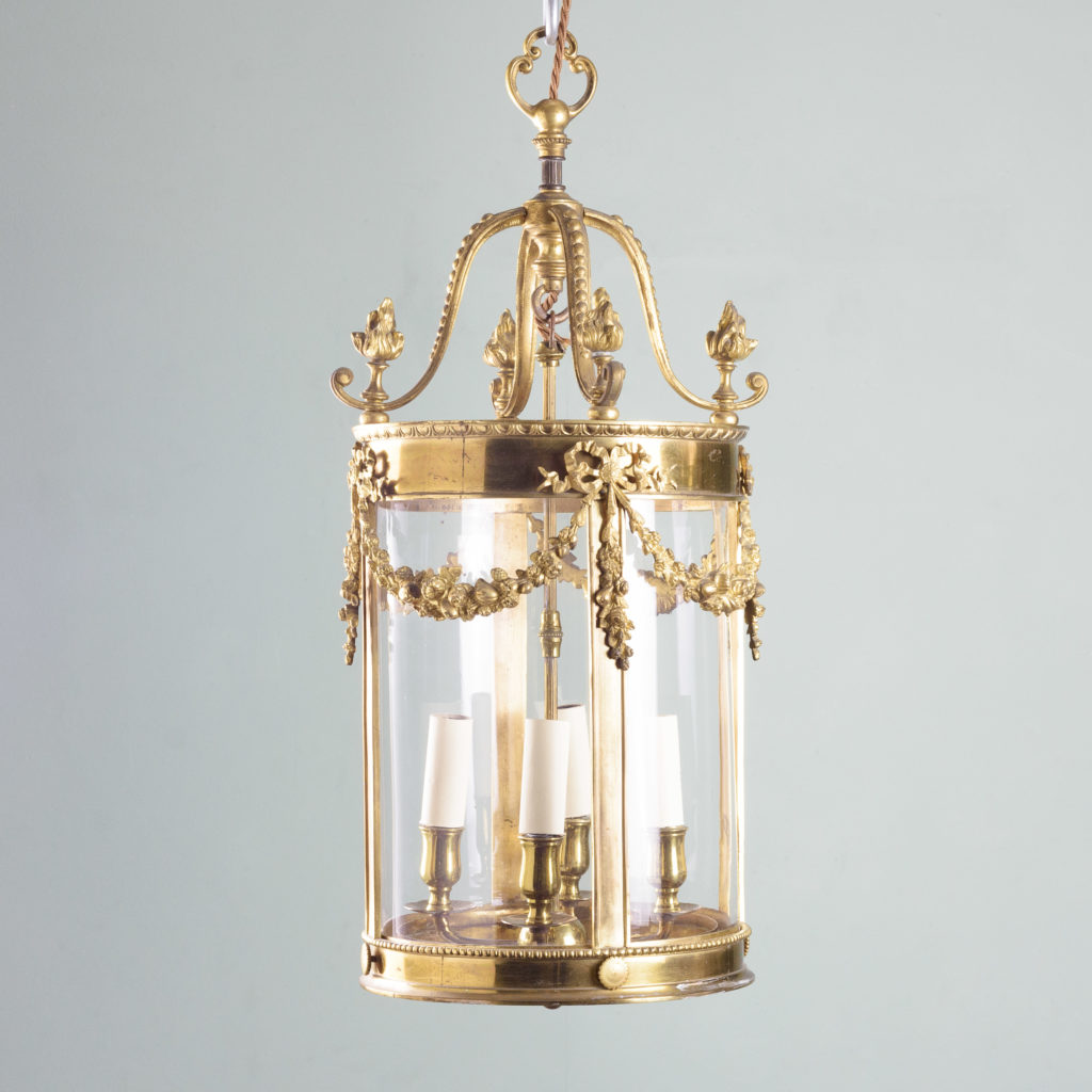 Louis XVI style brass lantern-0