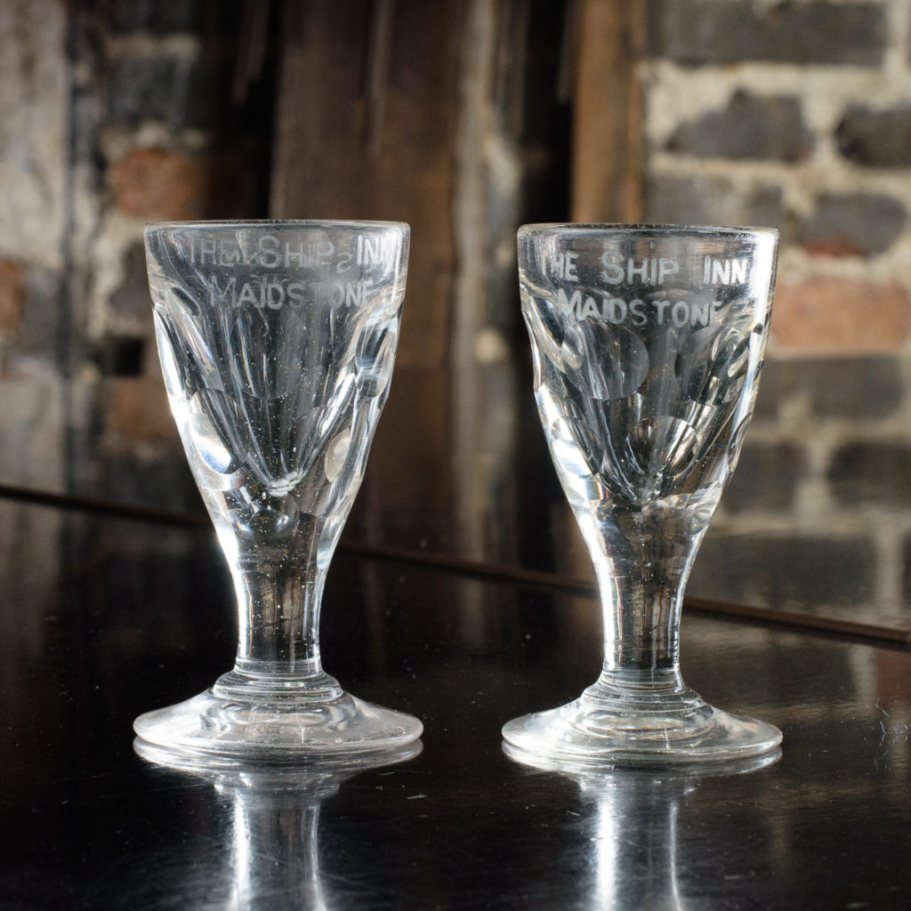 Matched pair of toasting glasses,-0