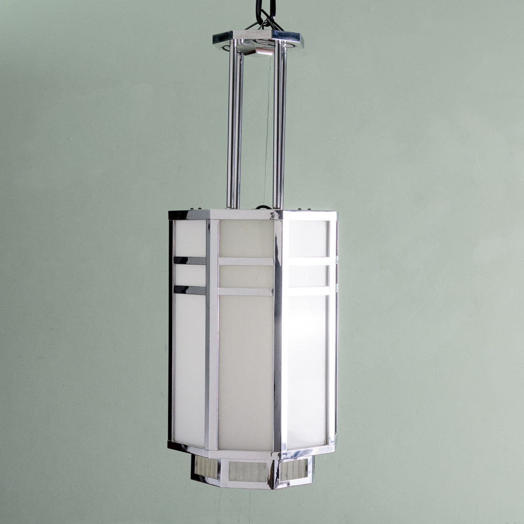 Octagonal Art Deco chrome lantern,-112836