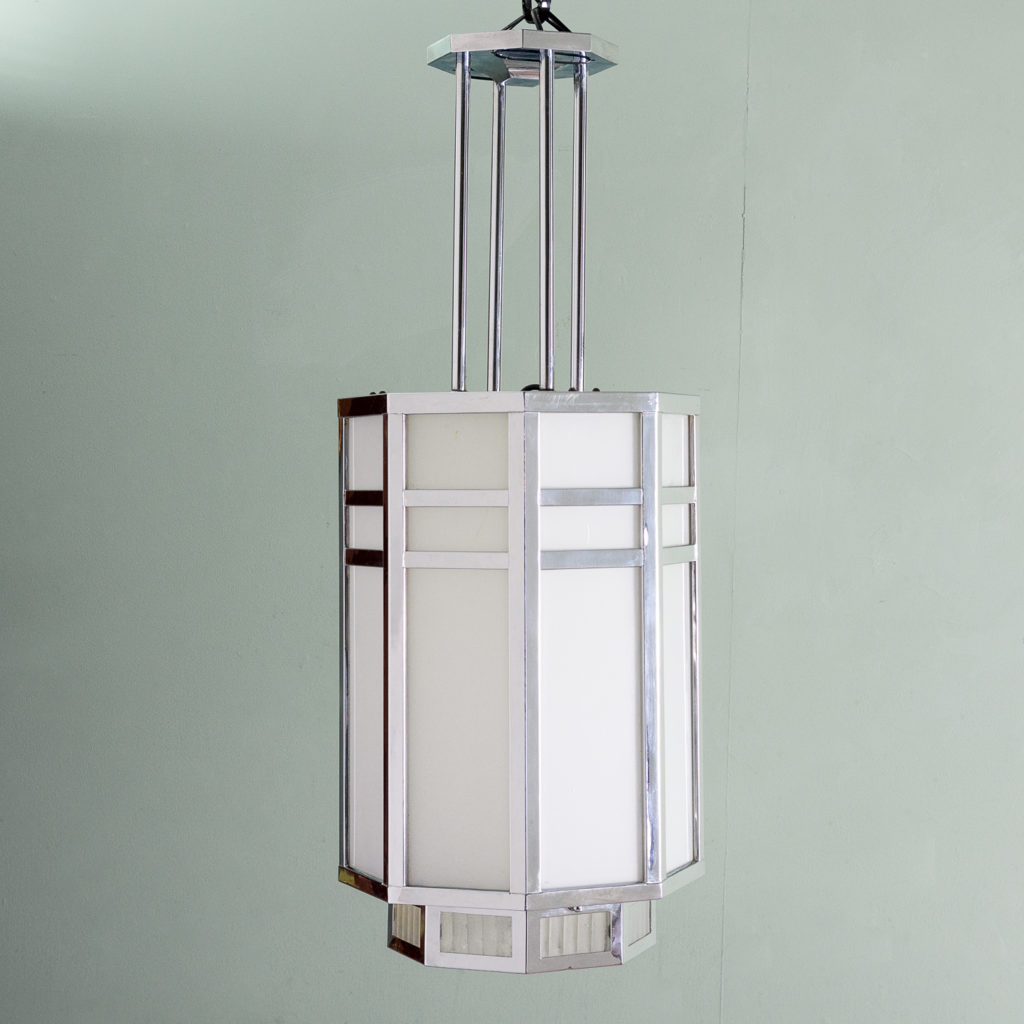Octagonal Art Deco chrome lantern,-0