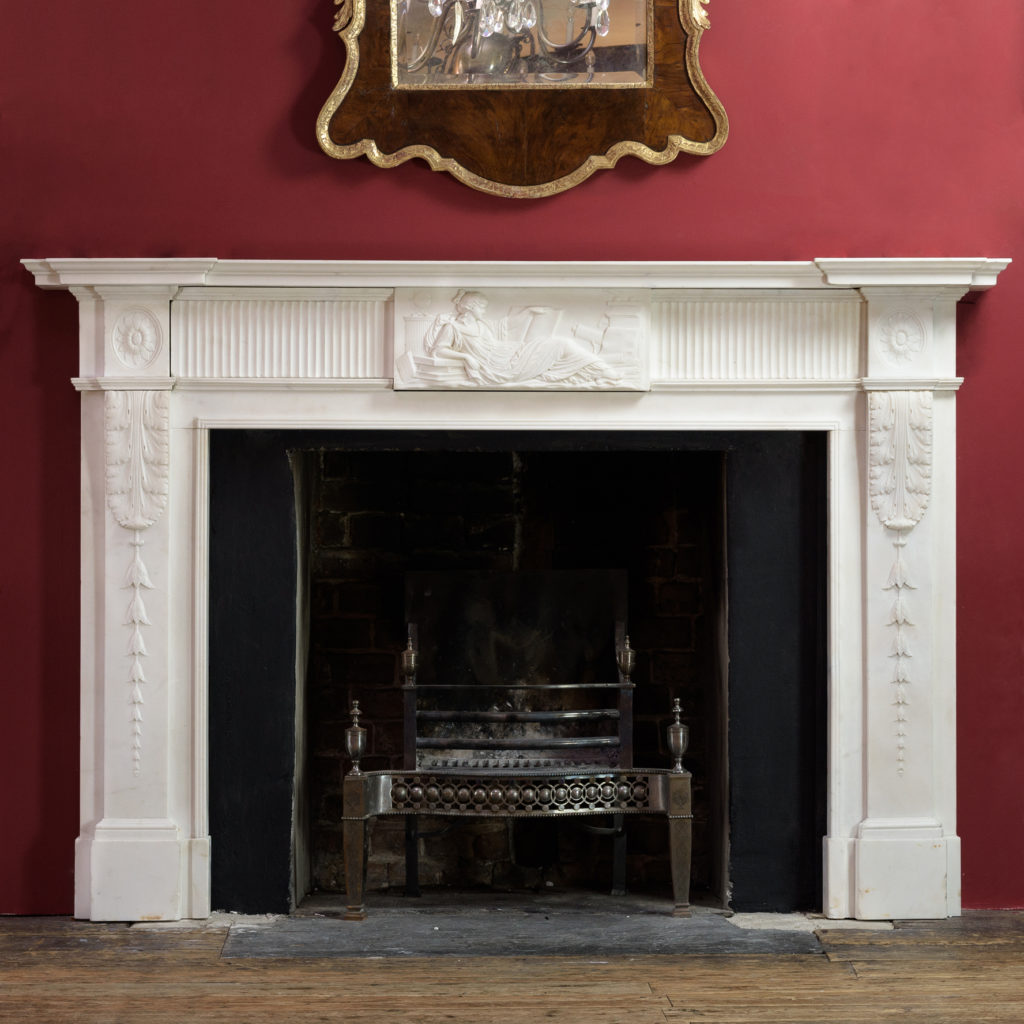 George III statuary marble fireplace,-0