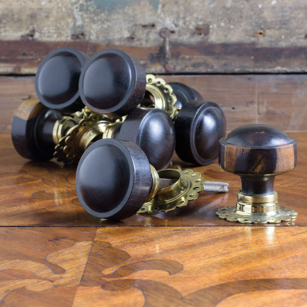 Victorian turned ebony door handles,-0