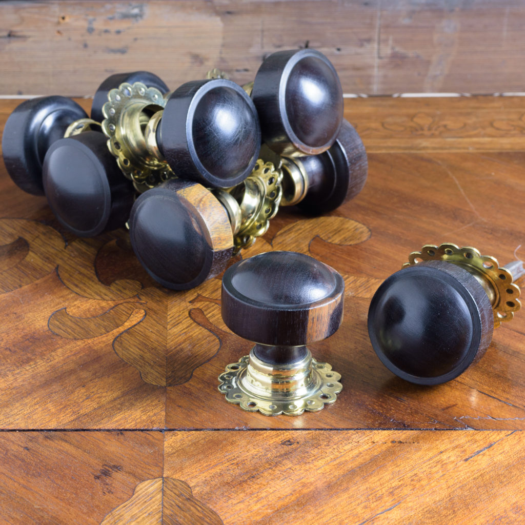 Victorian turned ebony door handles,-112434