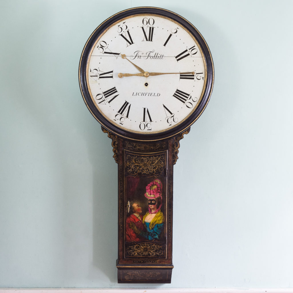 George III japanned tavern clock,-0