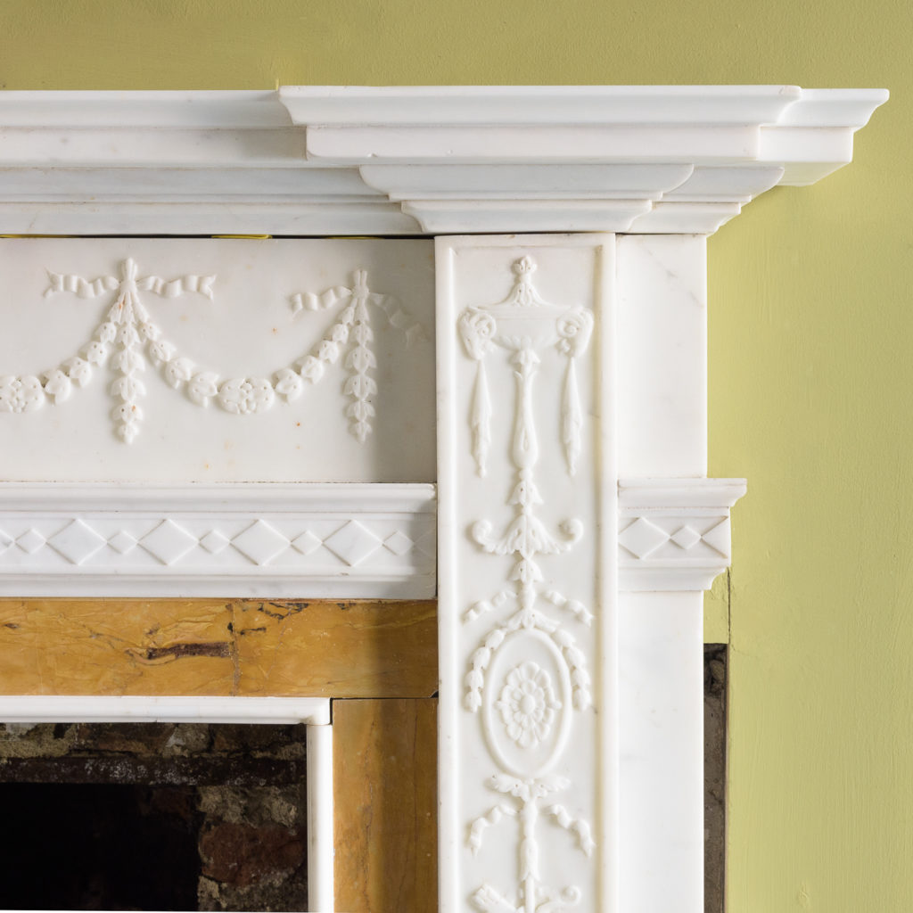 George III style statuary and sienna marble chimneypiece,-112742