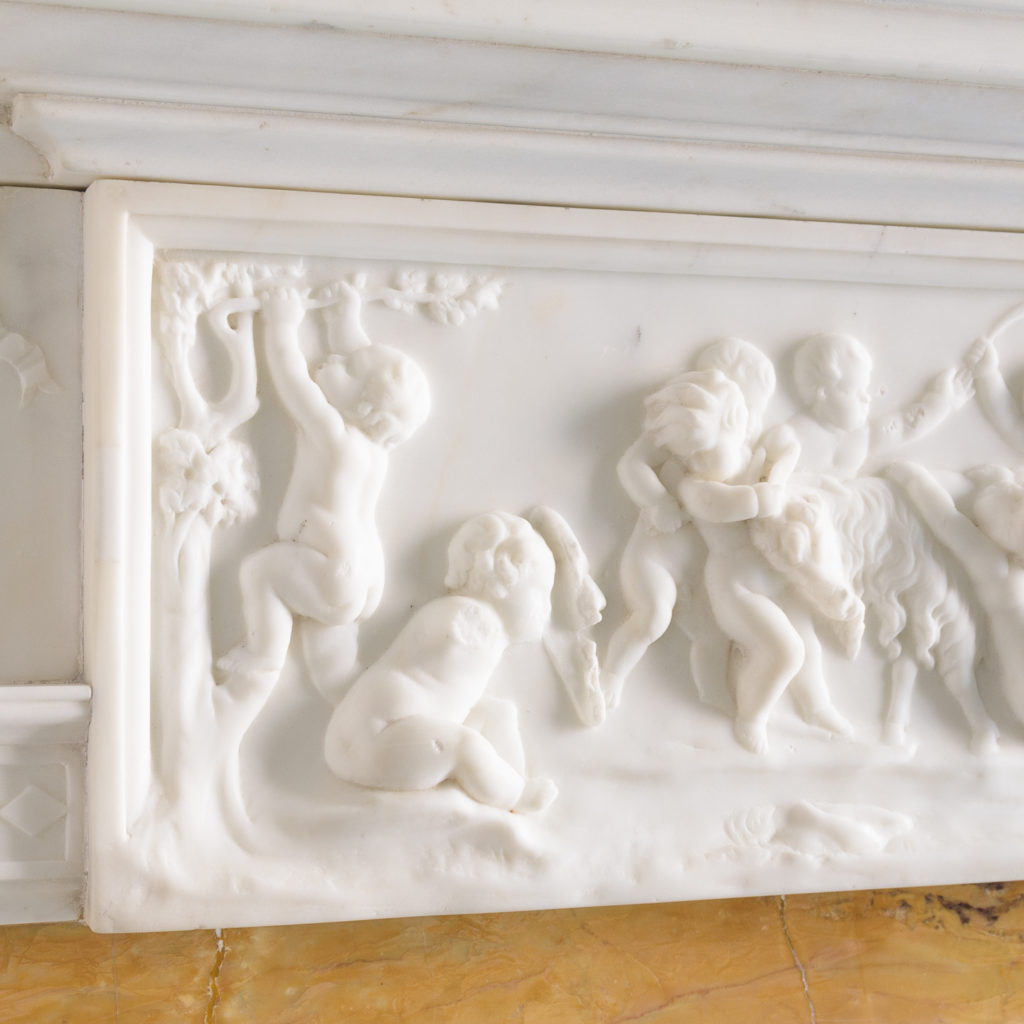 George III style statuary and sienna marble chimneypiece,-112738