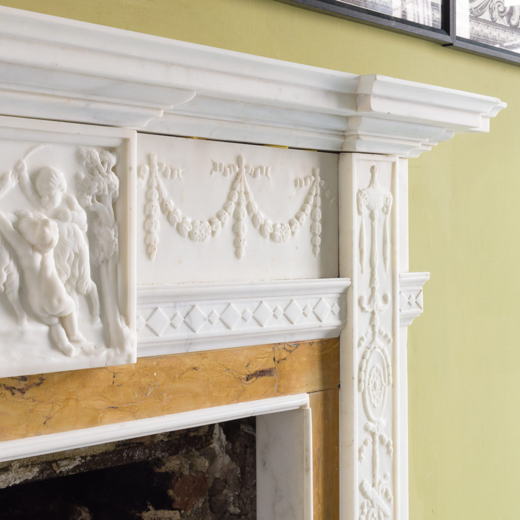 George III style statuary and sienna marble chimneypiece,-112743